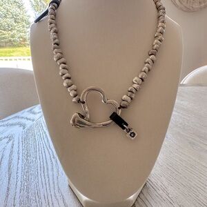 UNO de 50 Silver Beaded Heart Necklace